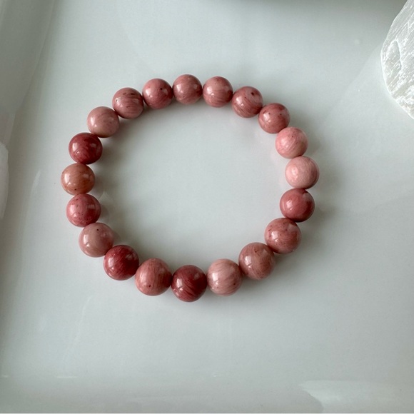 Genuine A Grade 8mm Bead Rhodonite Bracelet Gemstone - Picture 5 of 5